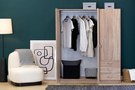 Armoire Bois d'ingénierie Gaya , Chêne Sonoma, 146 x 50 x 175 cm