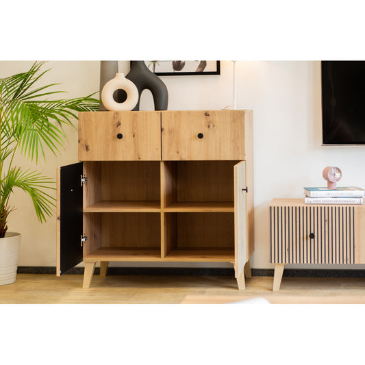 BUFFET BERLO 2 PORTES - 2 TIROIRS - 90 CM