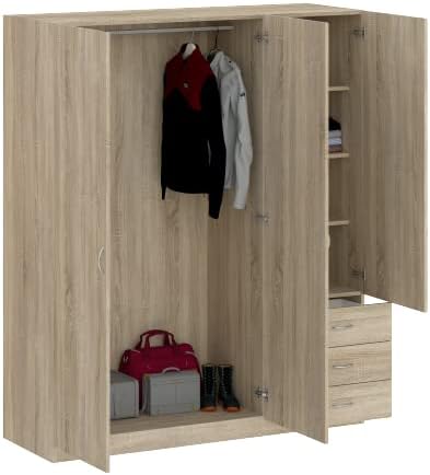 Armoire Bois d'ingénierie Gaya , Chêne Sonoma, 146 x 50 x 175 cm