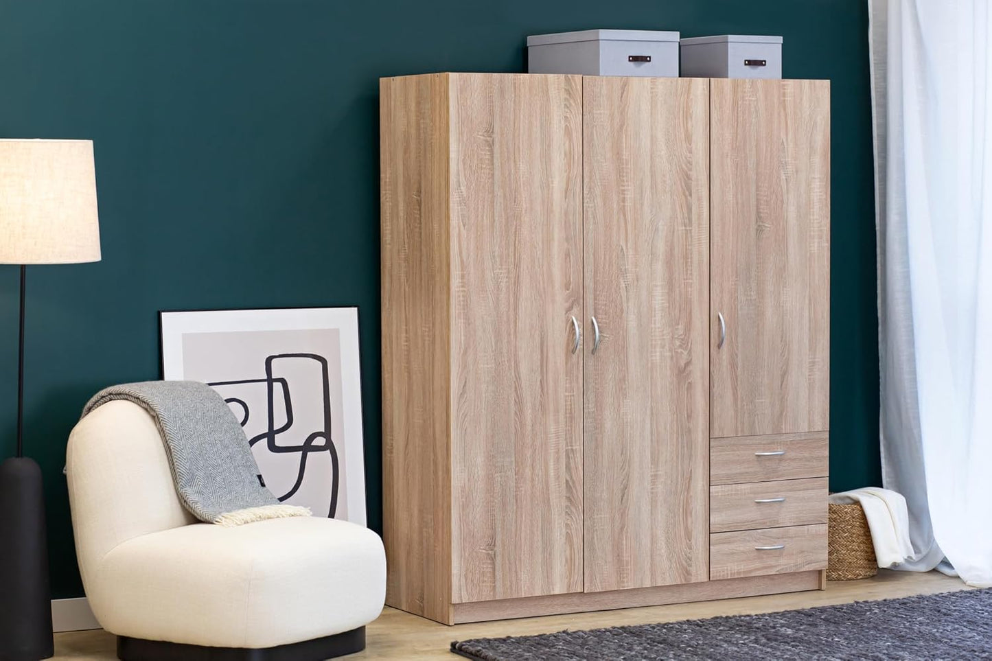 Armoire Bois d'ingénierie Gaya , Chêne Sonoma, 146 x 50 x 175 cm